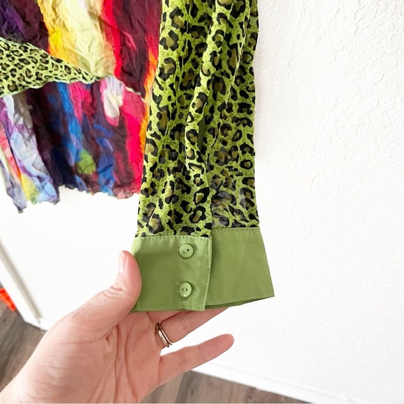 Vintage Top Women's Large Paris Hues High Low Dopamine Artsy Boho Semi-Sheer - Picture 5 of 9